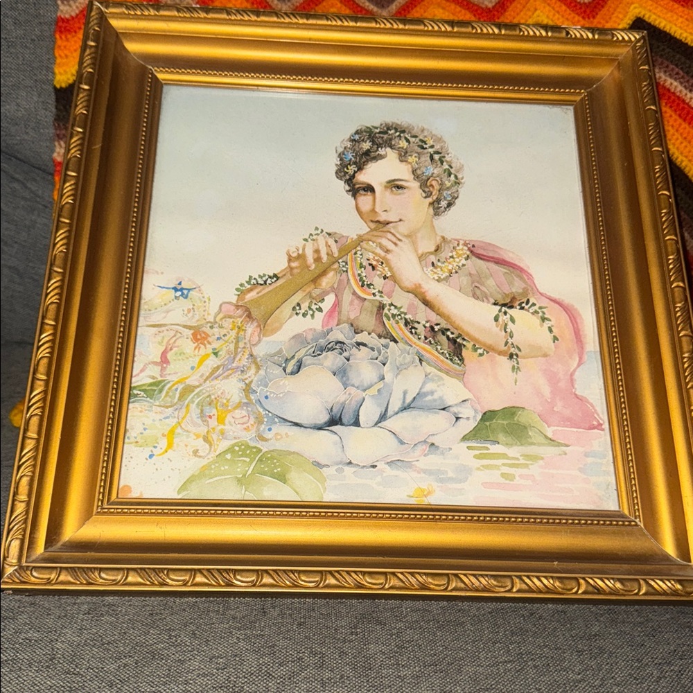 Art Nouveau watercolor painting of a figure playing a horn. - Picture 11 of 11